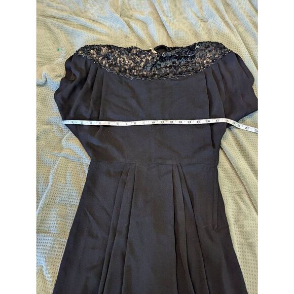 Vintage Handmade 1940s Black Crepe Eveningwear Midi Dress Gown Women's Small - Picture 7 of 8